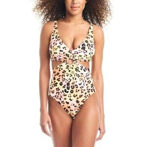 Bar III Women's Multi Animal-Print O-Ring Monokini One-Piece Swimsuit Size XL